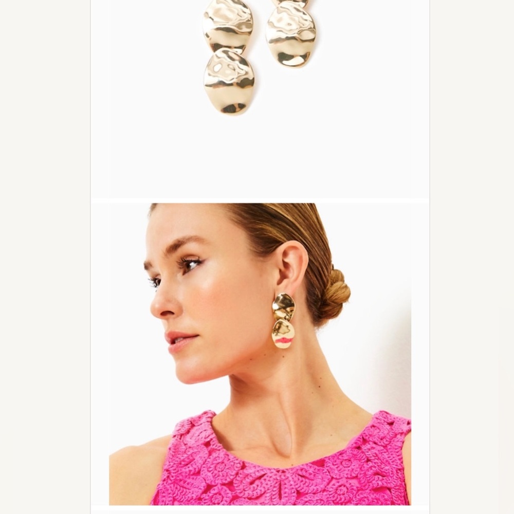 Beautiful lilly pulitzer hammered brass earrings